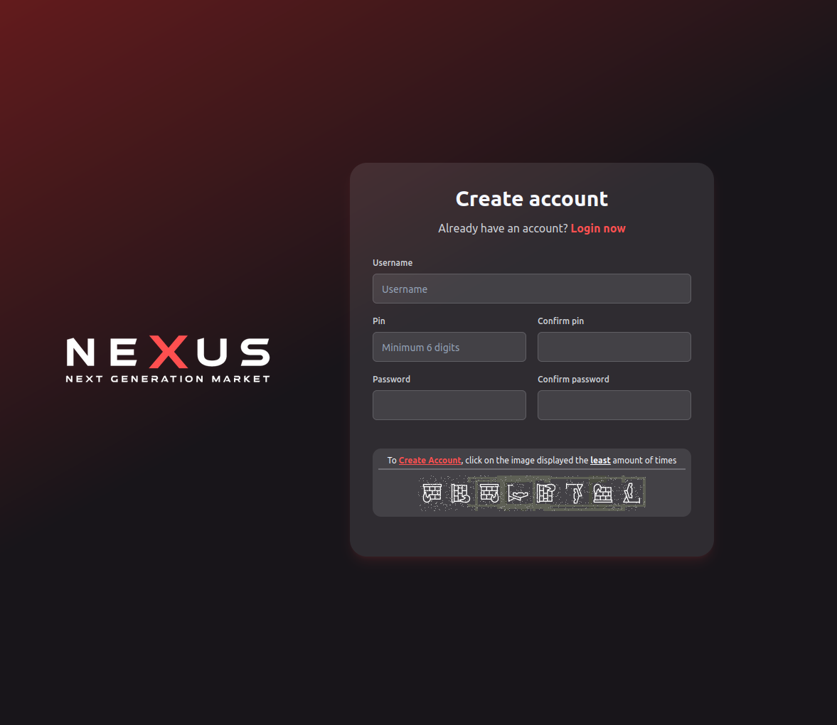 Step 5: Registration form with username and PGP key fields